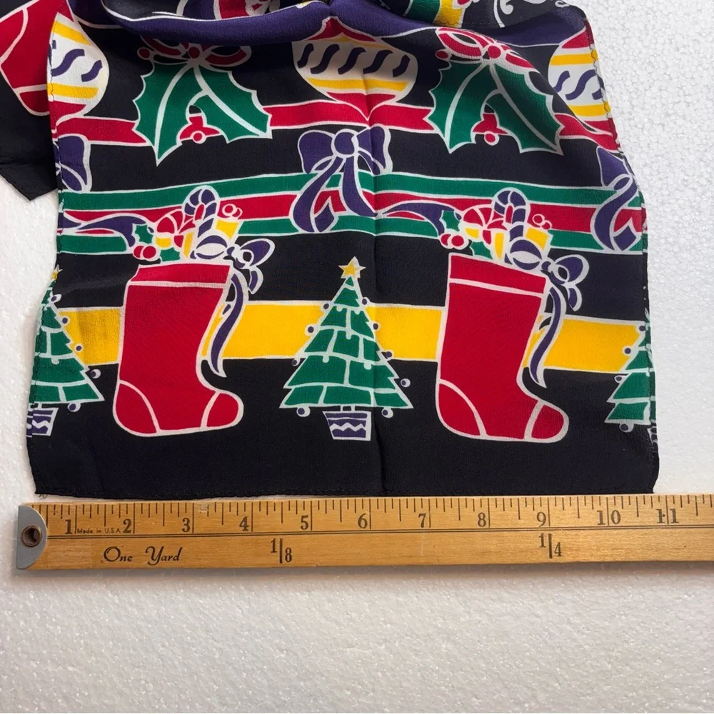 Talbots 100% Silk Scarf Christmas Holidays Festive Multi Colored NWOT